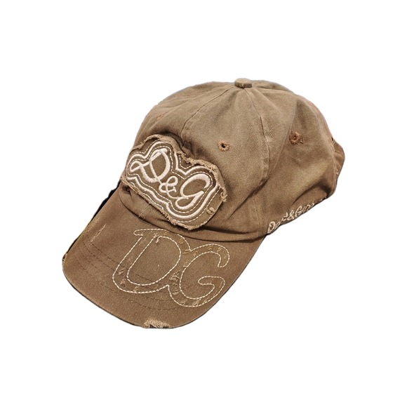 Dolce&Gabbana Other - Vtg Dolce & Gabbana Baseball Cap Men's Brown Y2K Distressed Logo Hat Biker D&G
